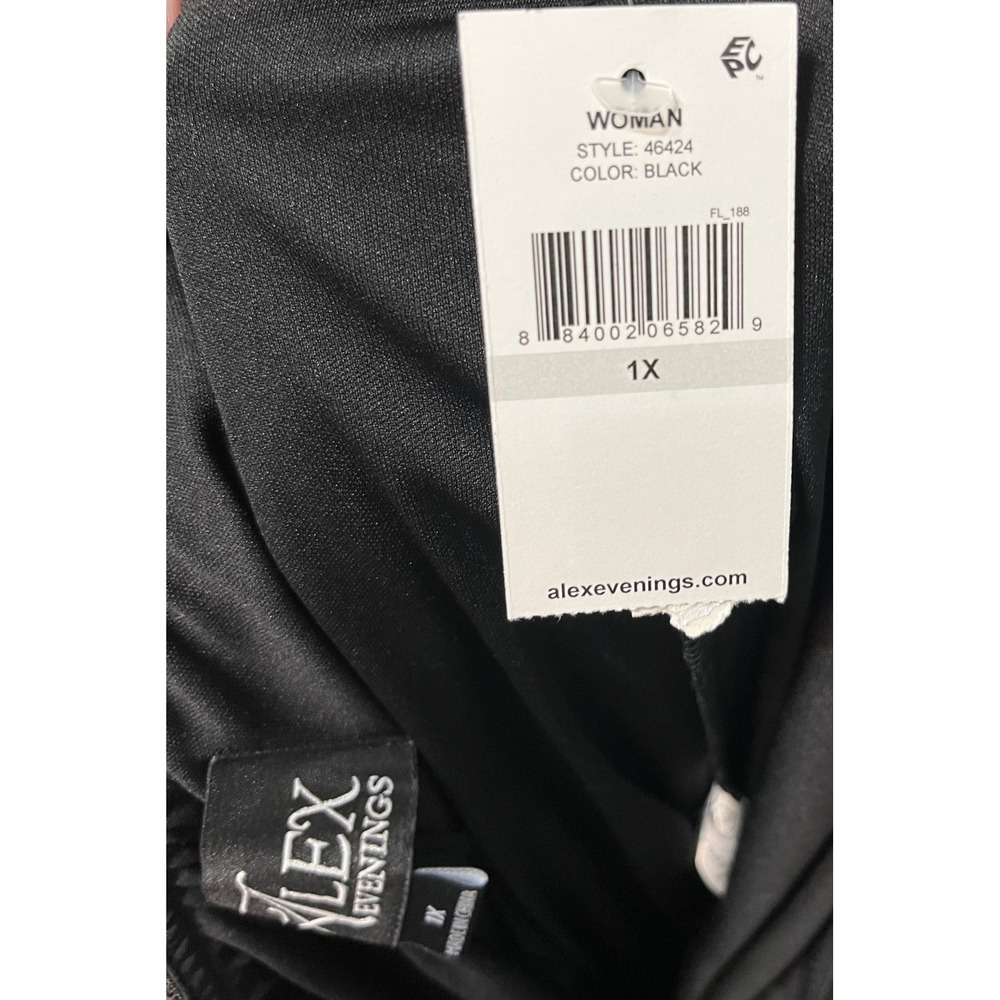 Alex Evenings NWT Womens Plus Size 1X Black Sheer Overlay Maxi Skirt Paty - Picture 6 of 6